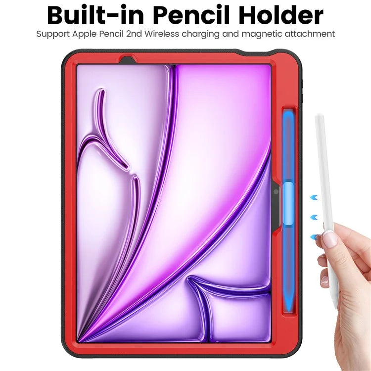 For iPad Air 11 (2024) Style B Auto Wake  /  Sleep PU Leather Tablet Case Card Holder Stand Cover with Pencil Slot
