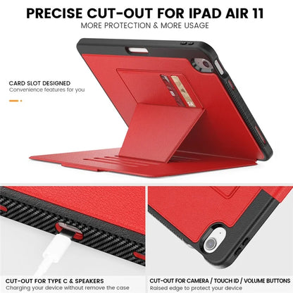 For iPad Air 11 (2024) Style B Auto Wake  /  Sleep PU Leather Tablet Case Card Holder Stand Cover with Pencil Slot