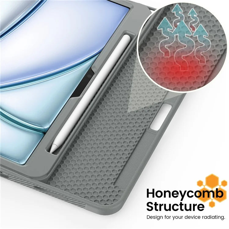 For iPad Air 11 (2024) Style B Auto Wake  /  Sleep PU Leather Tablet Case Card Holder Stand Cover with Pencil Slot