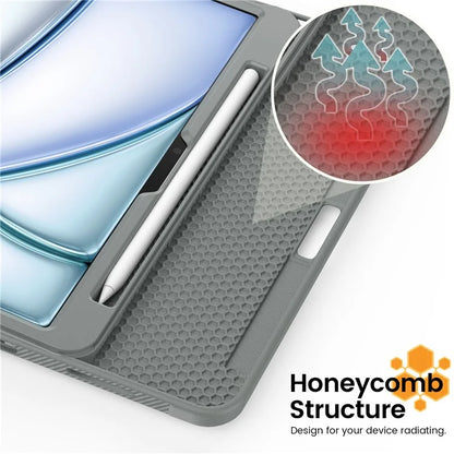 For iPad Air 11 (2024) Style B Auto Wake  /  Sleep PU Leather Tablet Case Card Holder Stand Cover with Pencil Slot