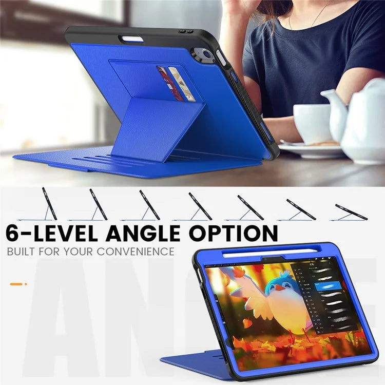 For iPad Air 11 (2024) Style B Auto Wake  /  Sleep PU Leather Tablet Case Card Holder Stand Cover with Pencil Slot