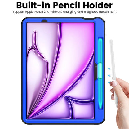 For iPad Air 11 (2024) Style B Auto Wake  /  Sleep PU Leather Tablet Case Card Holder Stand Cover with Pencil Slot