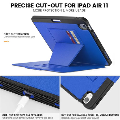 For iPad Air 11 (2024) Style B Auto Wake  /  Sleep PU Leather Tablet Case Card Holder Stand Cover with Pencil Slot