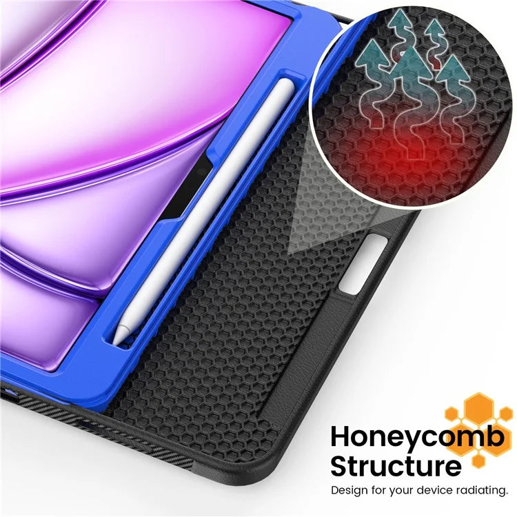 For iPad Air 11 (2024) Style B Auto Wake  /  Sleep PU Leather Tablet Case Card Holder Stand Cover with Pencil Slot