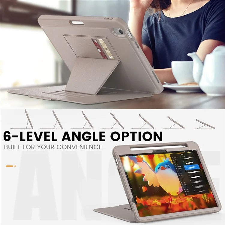 For iPad Air 11 (2024) Style B Auto Wake  /  Sleep PU Leather Tablet Case Card Holder Stand Cover with Pencil Slot