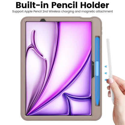 For iPad Air 11 (2024) Style B Auto Wake  /  Sleep PU Leather Tablet Case Card Holder Stand Cover with Pencil Slot