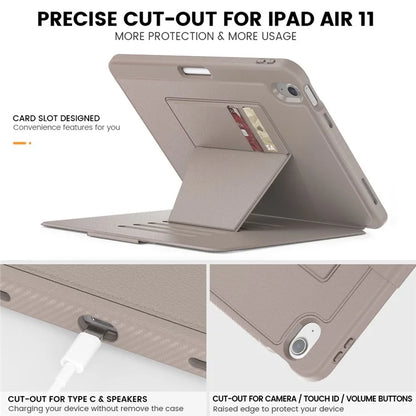 For iPad Air 11 (2024) Style B Auto Wake  /  Sleep PU Leather Tablet Case Card Holder Stand Cover with Pencil Slot