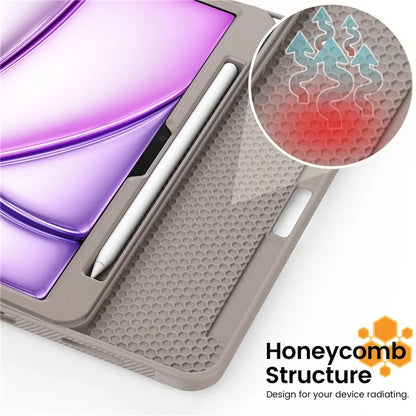 For iPad Air 11 (2024) Style B Auto Wake  /  Sleep PU Leather Tablet Case Card Holder Stand Cover with Pencil Slot