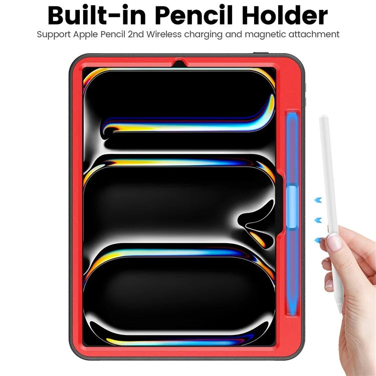 For iPad Pro 11 (2024) Style B Auto Wake  /  Sleep PU Leather Tablet Case Card Holder Stand Cover with Pencil Slot