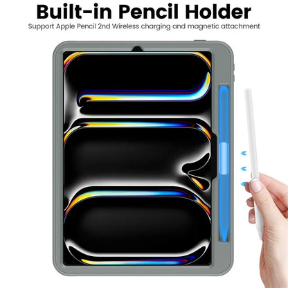For iPad Pro 11 (2024) Style B Auto Wake  /  Sleep PU Leather Tablet Case Card Holder Stand Cover with Pencil Slot