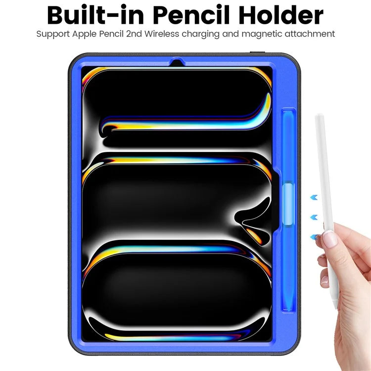 For iPad Pro 11 (2024) Style B Auto Wake  /  Sleep PU Leather Tablet Case Card Holder Stand Cover with Pencil Slot