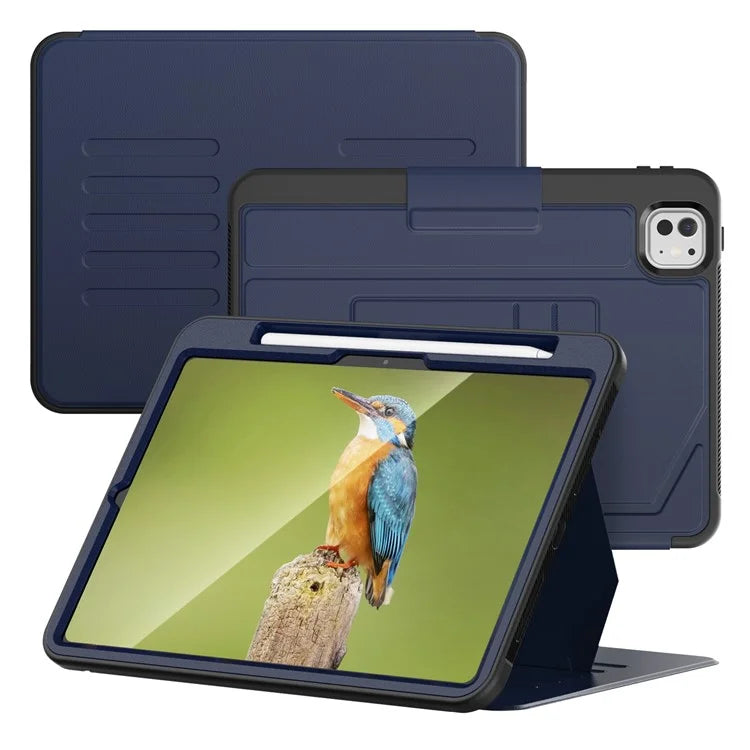 For iPad Pro 11 (2024) PU Leather Tablet Case Card Holder Auto Wake  /  Sleep Stand Cover with Pencil Slot