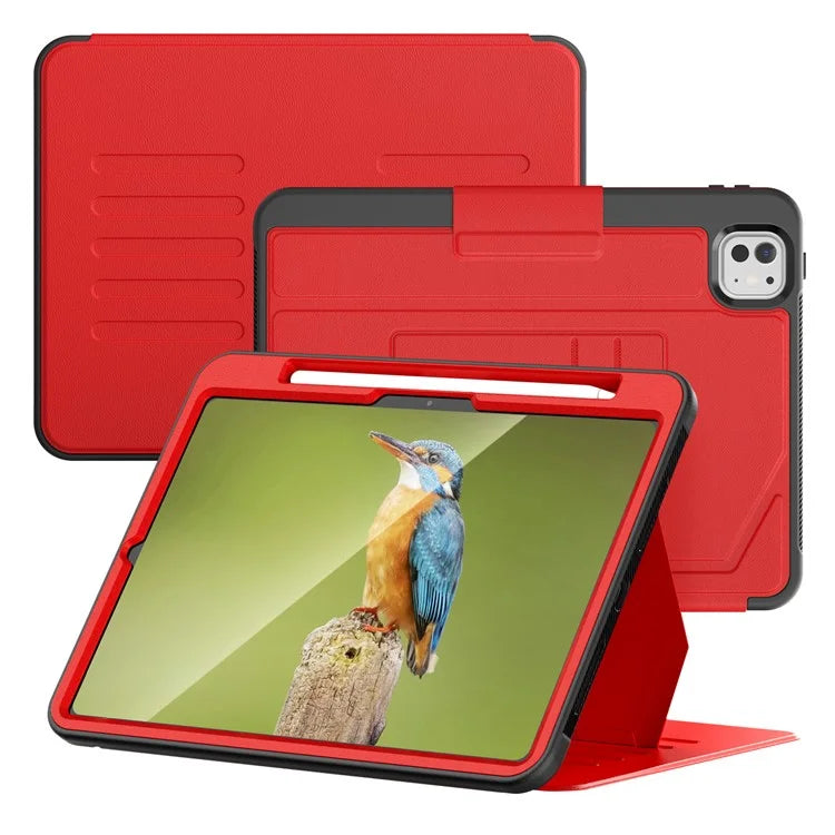 For iPad Pro 11 (2024) PU Leather Tablet Case Card Holder Auto Wake  /  Sleep Stand Cover with Pencil Slot
