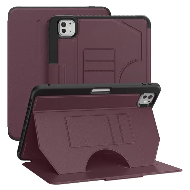 For iPad Pro 11 (2024) PU Leather Tablet Case Card Holder Auto Wake  /  Sleep Stand Cover with Pencil Slot