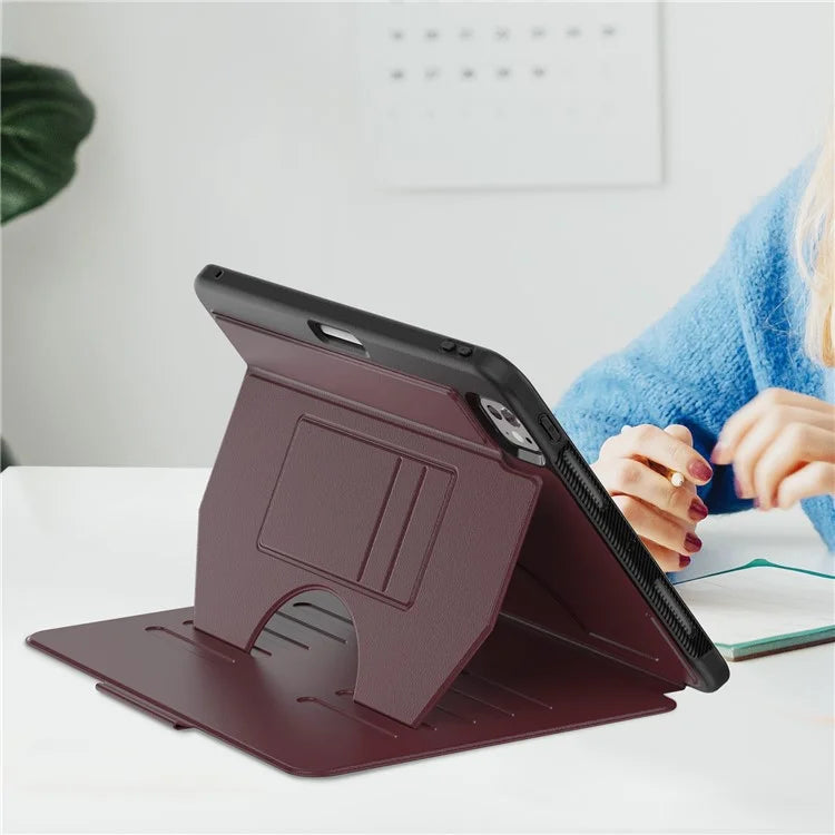 For iPad Pro 11 (2024) PU Leather Tablet Case Card Holder Auto Wake  /  Sleep Stand Cover with Pencil Slot