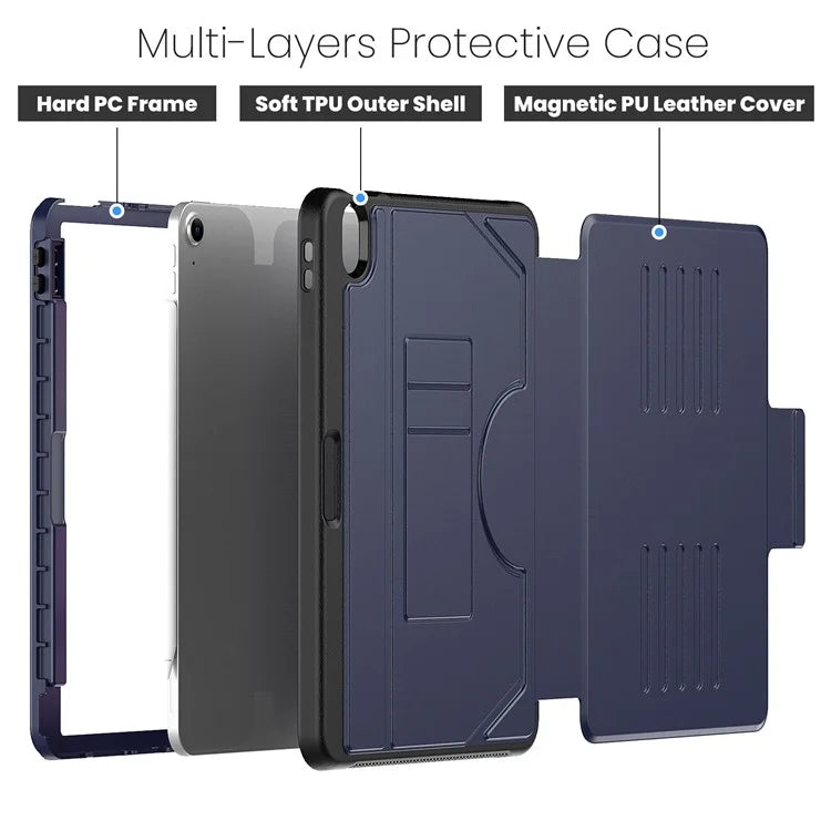 For iPad Air 11 (2024) PU Leather Tablet Case Card Holder Auto Wake  /  Sleep Stand Cover with Pencil Slot