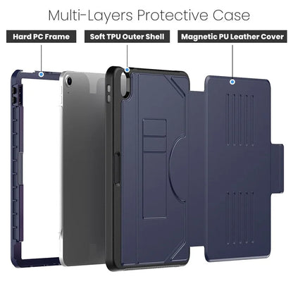 For iPad Air 11 (2024) PU Leather Tablet Case Card Holder Auto Wake  /  Sleep Stand Cover with Pencil Slot