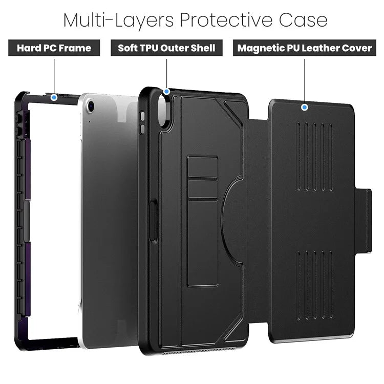 For iPad Air 11 (2024) PU Leather Tablet Case Card Holder Auto Wake  /  Sleep Stand Cover with Pencil Slot