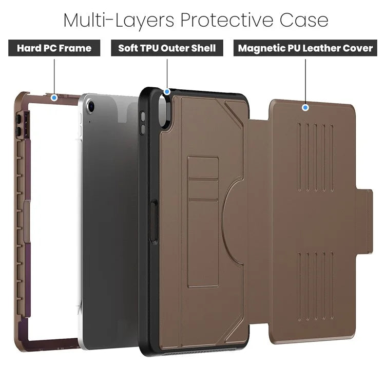 For iPad Air 11 (2024) PU Leather Tablet Case Card Holder Auto Wake  /  Sleep Stand Cover with Pencil Slot