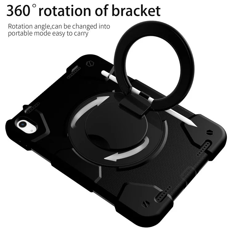 For iPad Air 11 (2024) Protective Case PC+Silicone Tablet Cover with Shoulder Strap