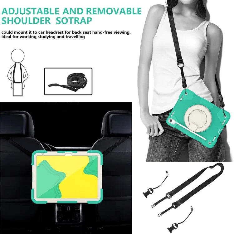 For iPad Air 11 (2024) Protective Case PC+Silicone Tablet Cover with Shoulder Strap