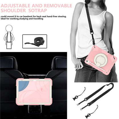 For iPad Air 11 (2024) Protective Case PC+Silicone Tablet Cover with Shoulder Strap