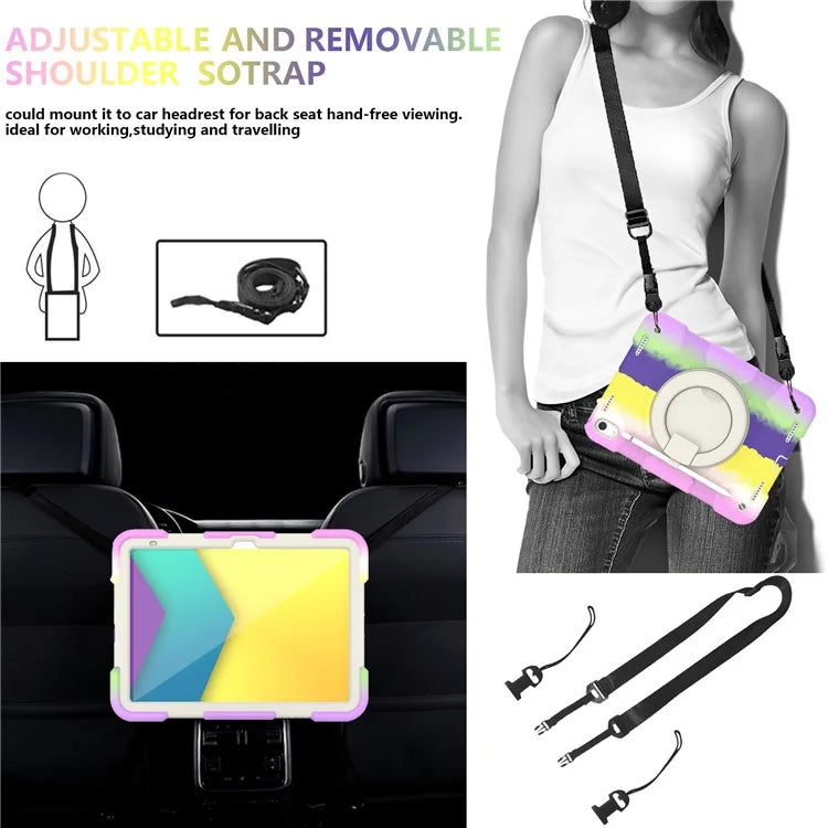 For iPad Air 11 (2024) Protective Case PC+Silicone Tablet Cover with Shoulder Strap