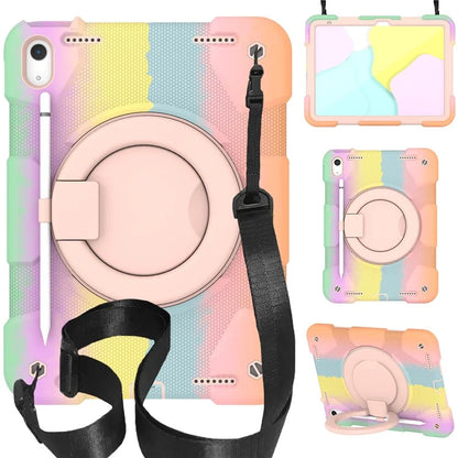 For iPad Air 11 (2024) Protective Case PC+Silicone Tablet Cover with Shoulder Strap