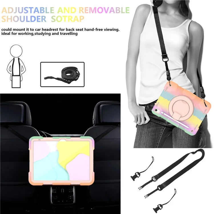 For iPad Air 11 (2024) Protective Case PC+Silicone Tablet Cover with Shoulder Strap