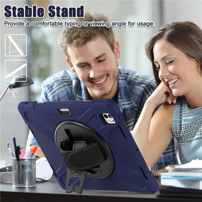 For iPad Pro 11 (2024) Case 360 Degree Rotary Hand Strap TPU+PC+Silicone Kickstand Tablet Cover