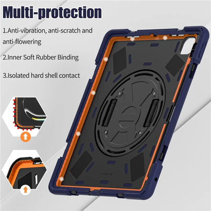 For iPad Pro 11 (2024) Case 360 Degree Rotary Hand Strap TPU+PC+Silicone Kickstand Tablet Cover
