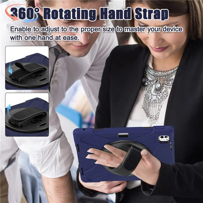 For iPad Pro 11 (2024) Case 360 Degree Rotary Hand Strap TPU+PC+Silicone Kickstand Tablet Cover