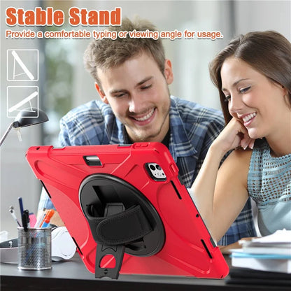 For iPad Pro 11 (2024) Case 360 Degree Rotary Hand Strap TPU+PC+Silicone Kickstand Tablet Cover
