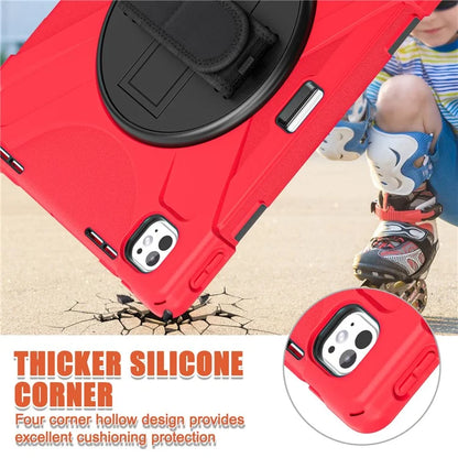For iPad Pro 11 (2024) Case 360 Degree Rotary Hand Strap TPU+PC+Silicone Kickstand Tablet Cover
