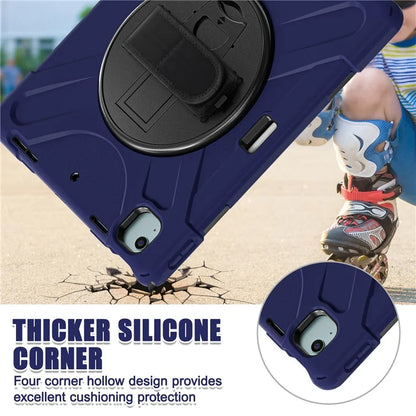 For iPad Air 11 (2024) Case Rotary Hand Strap Kickstand TPU+PC+Silicone Tablet Cover