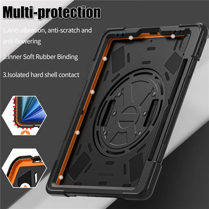 For iPad Air 11 (2024) Case Rotary Hand Strap Kickstand TPU+PC+Silicone Tablet Cover