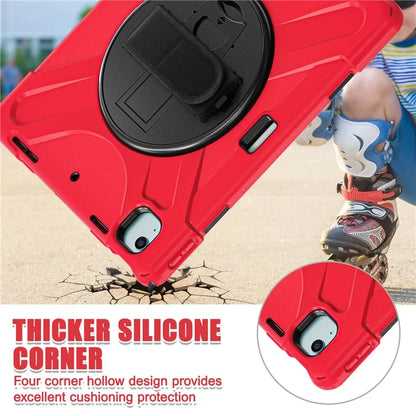 For iPad Air 11 (2024) Case Rotary Hand Strap Kickstand TPU+PC+Silicone Tablet Cover