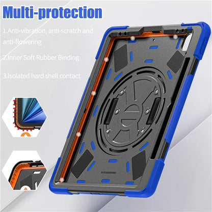 For iPad Air 11 (2024) Case Rotary Hand Strap Kickstand TPU+PC+Silicone Tablet Cover