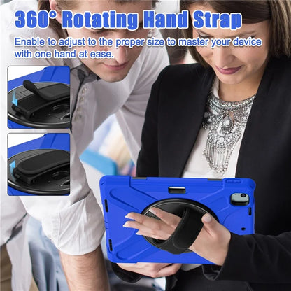 For iPad Air 11 (2024) Case Rotary Hand Strap Kickstand TPU+PC+Silicone Tablet Cover