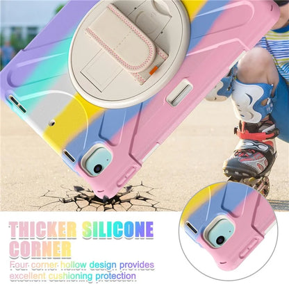 For iPad Air 11 (2024) Case Rotary Hand Strap Kickstand TPU+PC+Silicone Tablet Cover