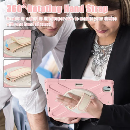 For iPad Air 11 (2024) Case Rotary Hand Strap Kickstand TPU+PC+Silicone Tablet Cover
