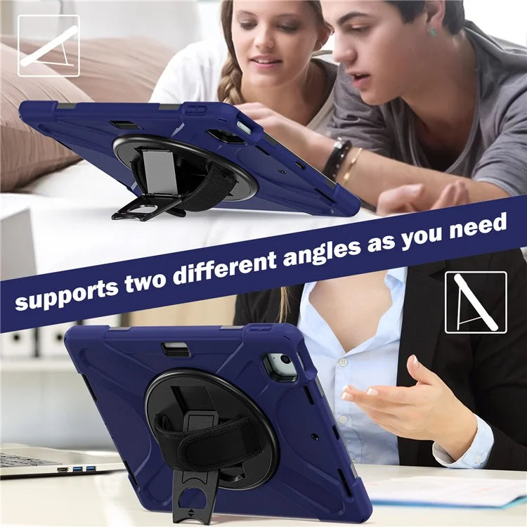For iPad Air 11 (2024) Case with Shoulder Strap TPU+PC+Silicone Kickstand Tablet Cover