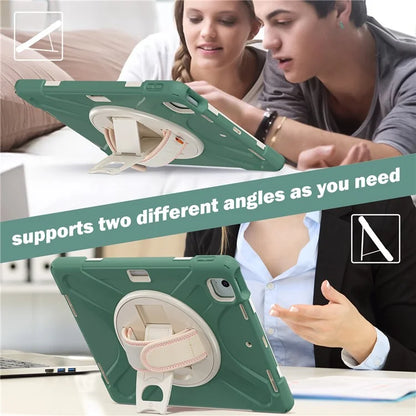 For iPad Air 11 (2024) Case with Shoulder Strap TPU+PC+Silicone Kickstand Tablet Cover