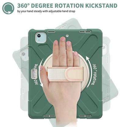 For iPad Air 11 (2024) Case with Shoulder Strap TPU+PC+Silicone Kickstand Tablet Cover