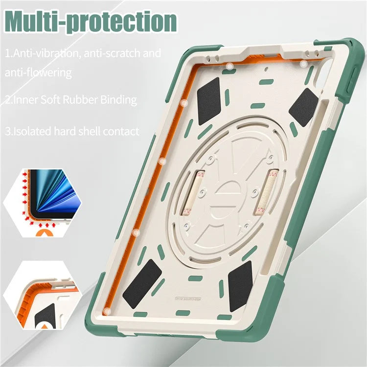 For iPad Air 11 (2024) Case with Shoulder Strap TPU+PC+Silicone Kickstand Tablet Cover