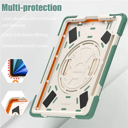 For iPad Air 11 (2024) Case with Shoulder Strap TPU+PC+Silicone Kickstand Tablet Cover