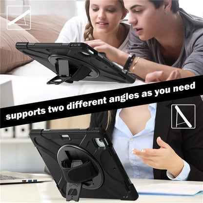 For iPad Air 11 (2024) Case with Shoulder Strap TPU+PC+Silicone Kickstand Tablet Cover