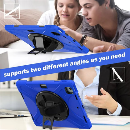 For iPad Air 11 (2024) Case with Shoulder Strap TPU+PC+Silicone Kickstand Tablet Cover