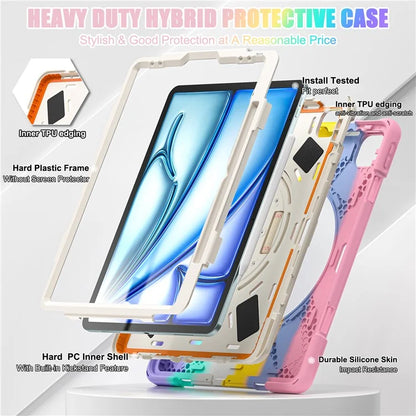 For iPad Air 11 (2024) Case with Shoulder Strap TPU+PC+Silicone Kickstand Tablet Cover