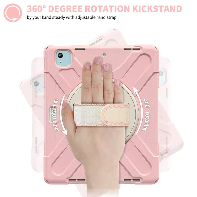 For iPad Air 11 (2024) Case with Shoulder Strap TPU+PC+Silicone Kickstand Tablet Cover